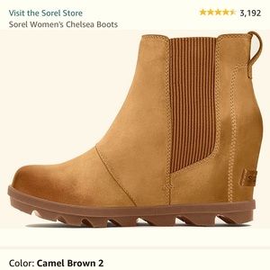 Sorel Chelsea wedge boot 7.5 in camel brown